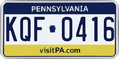 PA license plate KQF0416