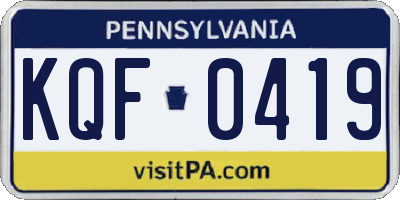 PA license plate KQF0419
