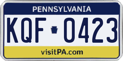 PA license plate KQF0423