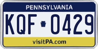 PA license plate KQF0429