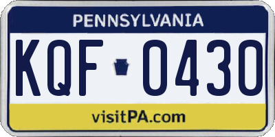 PA license plate KQF0430