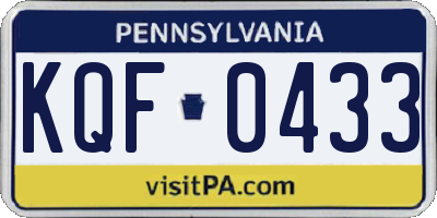 PA license plate KQF0433