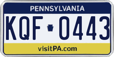 PA license plate KQF0443