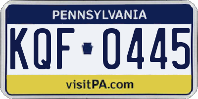 PA license plate KQF0445
