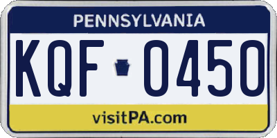 PA license plate KQF0450