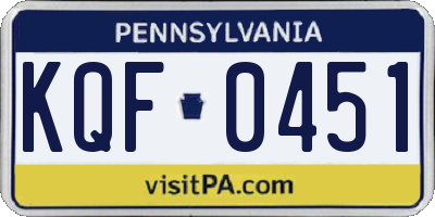 PA license plate KQF0451