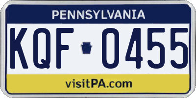 PA license plate KQF0455