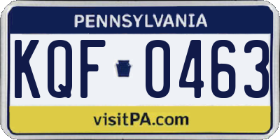 PA license plate KQF0463