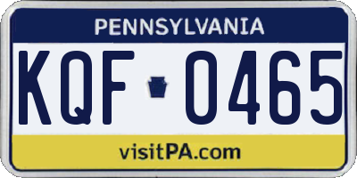 PA license plate KQF0465