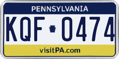 PA license plate KQF0474