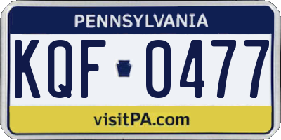 PA license plate KQF0477