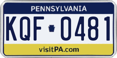 PA license plate KQF0481