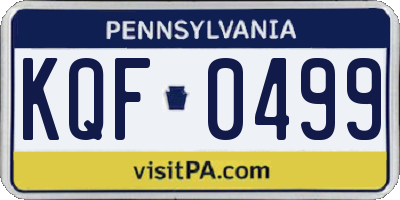 PA license plate KQF0499