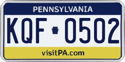 PA license plate KQF0502