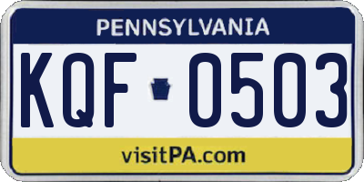 PA license plate KQF0503