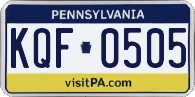 PA license plate KQF0505