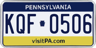 PA license plate KQF0506