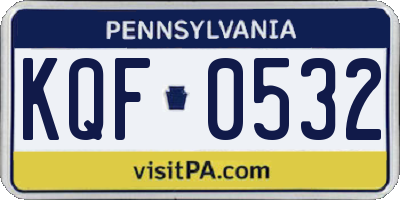PA license plate KQF0532