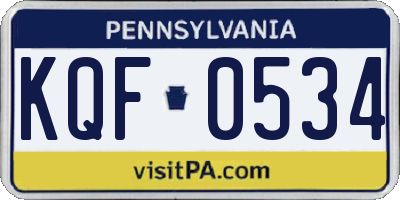 PA license plate KQF0534