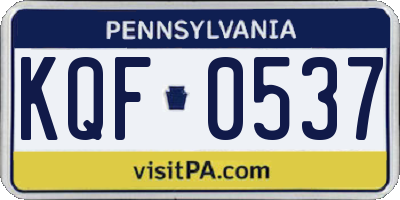 PA license plate KQF0537