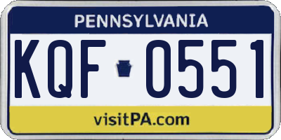 PA license plate KQF0551