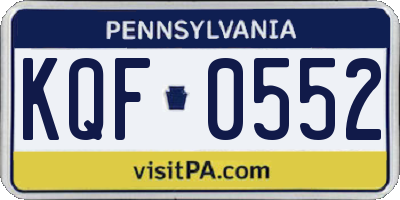 PA license plate KQF0552