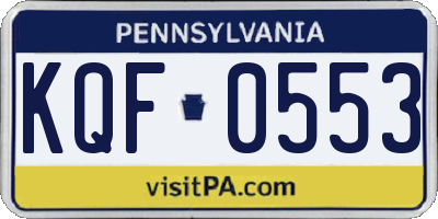 PA license plate KQF0553