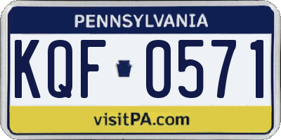 PA license plate KQF0571