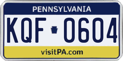 PA license plate KQF0604