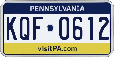 PA license plate KQF0612