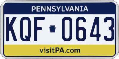 PA license plate KQF0643