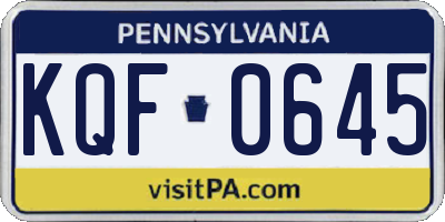 PA license plate KQF0645