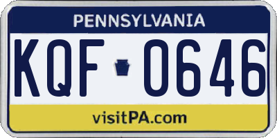 PA license plate KQF0646
