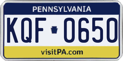 PA license plate KQF0650