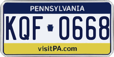 PA license plate KQF0668