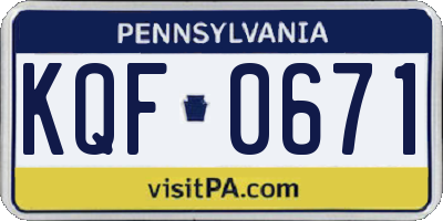 PA license plate KQF0671