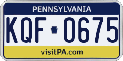 PA license plate KQF0675