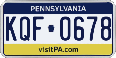 PA license plate KQF0678