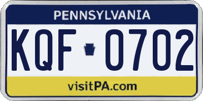 PA license plate KQF0702