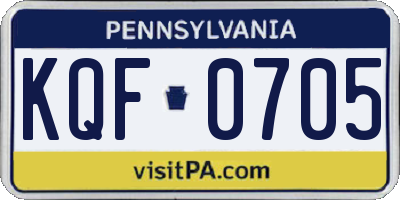 PA license plate KQF0705