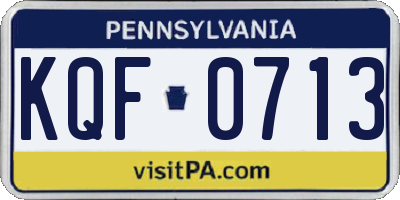 PA license plate KQF0713