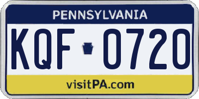 PA license plate KQF0720