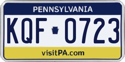 PA license plate KQF0723