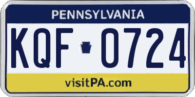 PA license plate KQF0724