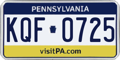 PA license plate KQF0725