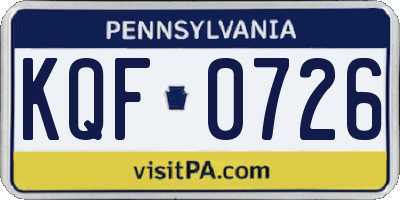 PA license plate KQF0726