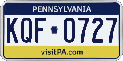 PA license plate KQF0727