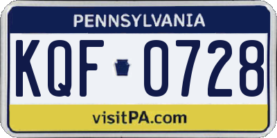PA license plate KQF0728