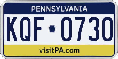 PA license plate KQF0730
