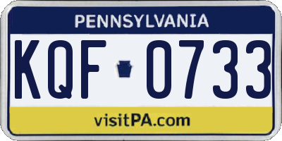 PA license plate KQF0733